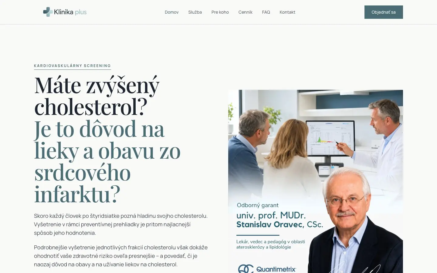 Ukážka webu Klinikaplus.sk